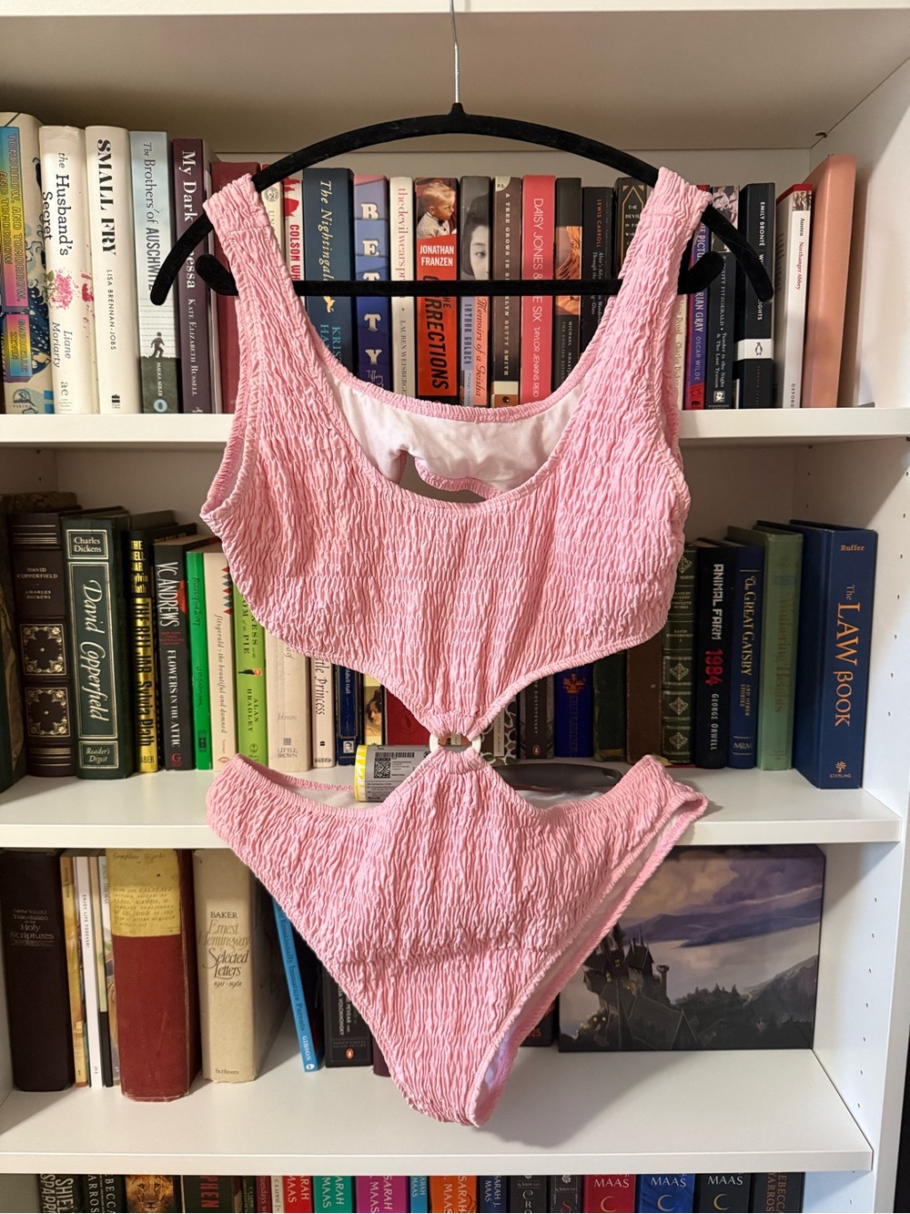 Missguided Pink Textured One-Piece Swimsuit